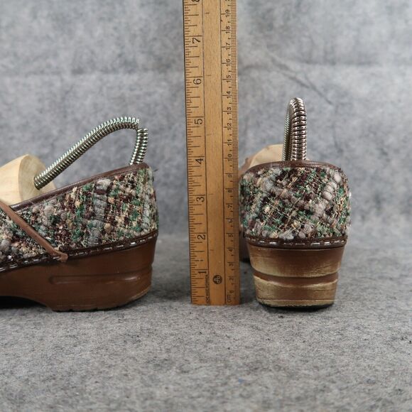 Sanita Shoes Womens 37 Clog Slip On Danish Woven Textile Brown Teal Comfort Walk - Picture 6 of 16